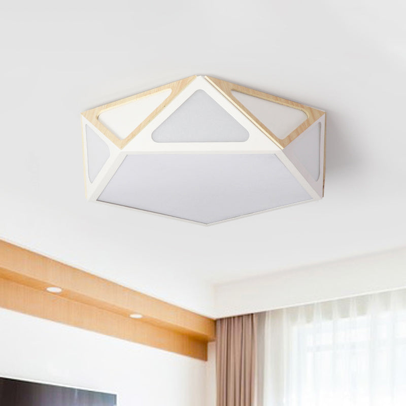 Geometric Flush Light Modern Acrylic White/Pink/Yellow LED Ceiling Mounted Fixture in Warm/White Light, 16"/19.5" Wide White Clearhalo 'Ceiling Lights' 'Close To Ceiling Lights' 'Close to ceiling' Lighting' 290348