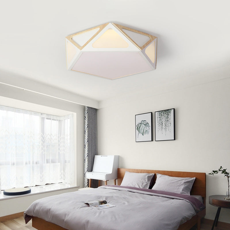 Geometric Flush Light Modern Acrylic White/Pink/Yellow LED Ceiling Mounted Fixture in Warm/White Light, 16"/19.5" Wide Clearhalo 'Ceiling Lights' 'Close To Ceiling Lights' 'Close to ceiling' Lighting' 290350