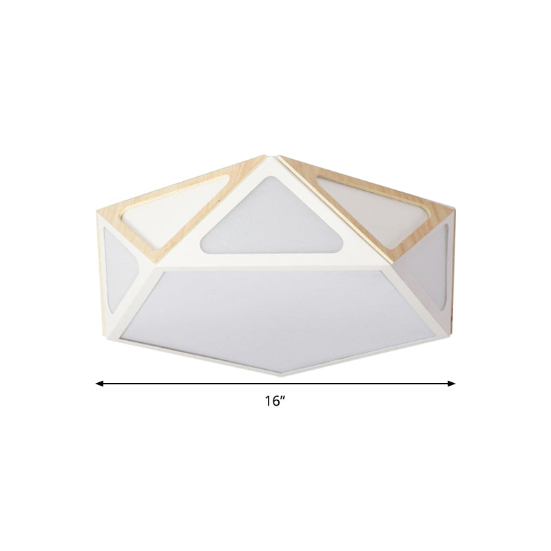 Geometric Flush Light Modern Acrylic White/Pink/Yellow LED Ceiling Mounted Fixture in Warm/White Light, 16"/19.5" Wide Clearhalo 'Ceiling Lights' 'Close To Ceiling Lights' 'Close to ceiling' Lighting' 290352