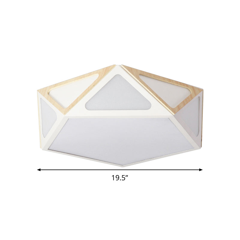 Geometric Flush Light Modern Acrylic White/Pink/Yellow LED Ceiling Mounted Fixture in Warm/White Light, 16"/19.5" Wide Clearhalo 'Ceiling Lights' 'Close To Ceiling Lights' 'Close to ceiling' Lighting' 290353