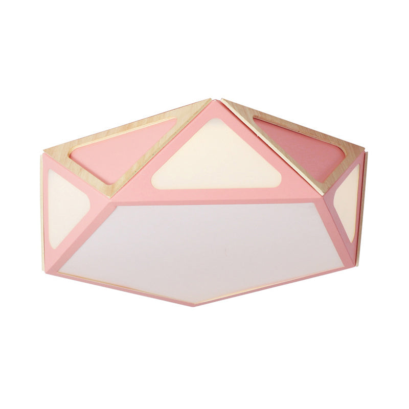 Geometric Flush Light Modern Acrylic White/Pink/Yellow LED Ceiling Mounted Fixture in Warm/White Light, 16"/19.5" Wide Clearhalo 'Ceiling Lights' 'Close To Ceiling Lights' 'Close to ceiling' Lighting' 290356