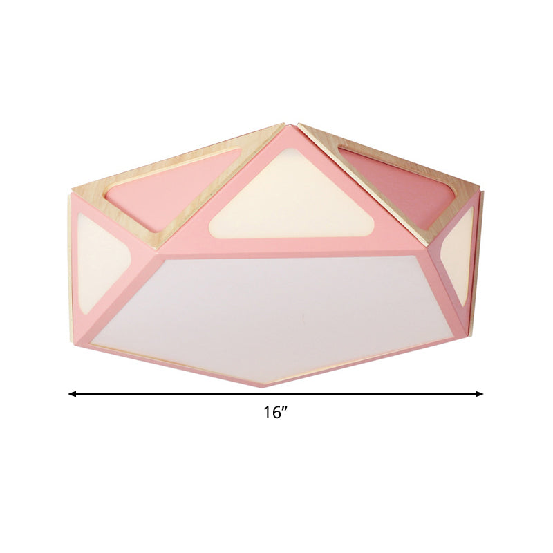 Geometric Flush Light Modern Acrylic White/Pink/Yellow LED Ceiling Mounted Fixture in Warm/White Light, 16"/19.5" Wide Clearhalo 'Ceiling Lights' 'Close To Ceiling Lights' 'Close to ceiling' Lighting' 290357