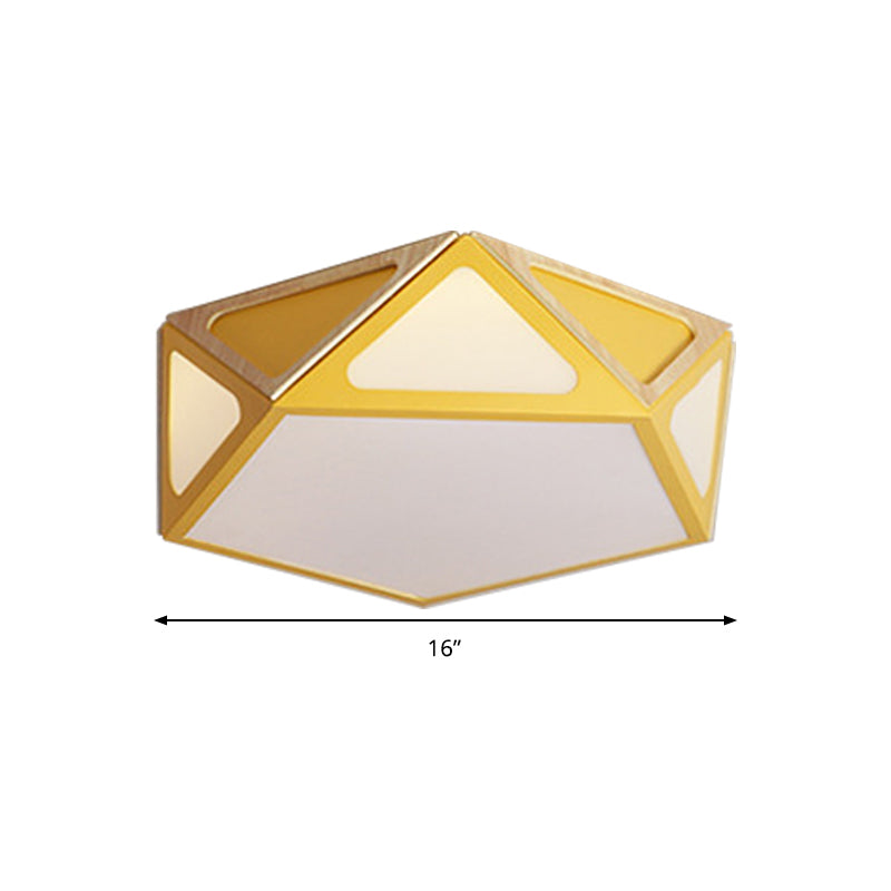 Geometric Flush Light Modern Acrylic White/Pink/Yellow LED Ceiling Mounted Fixture in Warm/White Light, 16"/19.5" Wide Clearhalo 'Ceiling Lights' 'Close To Ceiling Lights' 'Close to ceiling' Lighting' 290362