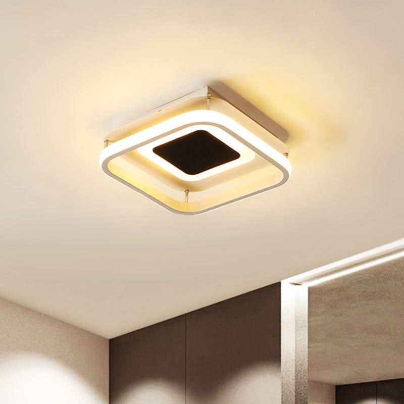 Square Acrylic Ceiling Light Modernism Black LED Flush Mount Light Fixture in Warm/White Light/Remote Control Stepless Dimming Black Warm Clearhalo 'Ceiling Lights' 'Close To Ceiling Lights' 'Close to ceiling' 'Semi-flushmount' Lighting' 290427