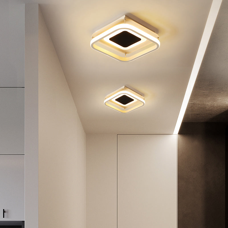 Square Acrylic Ceiling Light Modernism Black LED Flush Mount Light Fixture in Warm/White Light/Remote Control Stepless Dimming Clearhalo 'Ceiling Lights' 'Close To Ceiling Lights' 'Close to ceiling' 'Semi-flushmount' Lighting' 290428