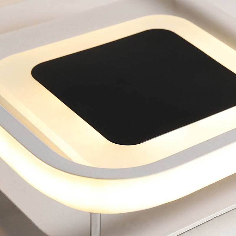 Square Acrylic Ceiling Light Modernism Black LED Flush Mount Light Fixture in Warm/White Light/Remote Control Stepless Dimming Clearhalo 'Ceiling Lights' 'Close To Ceiling Lights' 'Close to ceiling' 'Semi-flushmount' Lighting' 290431