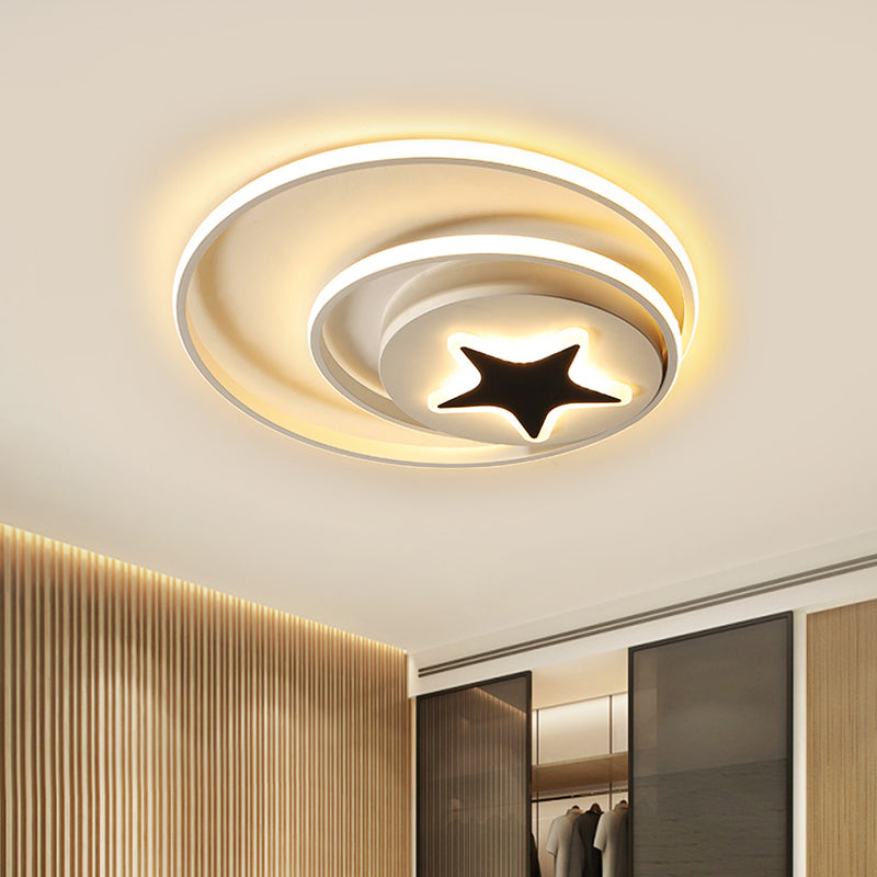 Circle Ceiling Fixture Contemporary Acrylic Black and White 16"/19.5" Wide LED Flush Mount Fixture in White Light/Remote Control Stepless Dimming Black-White Remote Control Stepless Dimming Clearhalo 'Ceiling Lights' 'Close To Ceiling Lights' 'Close to ceiling' 'Flush mount' Lighting' 290432