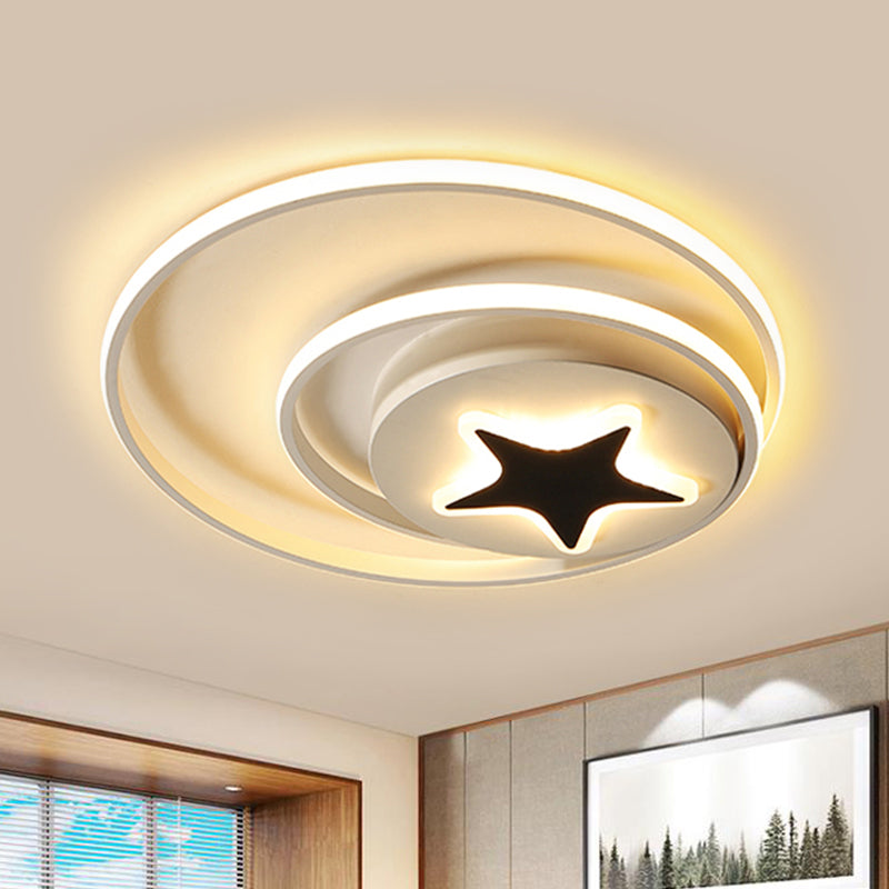 Circle Ceiling Fixture Contemporary Acrylic Black and White 16"/19.5" Wide LED Flush Mount Fixture in White Light/Remote Control Stepless Dimming Clearhalo 'Ceiling Lights' 'Close To Ceiling Lights' 'Close to ceiling' 'Flush mount' Lighting' 290433