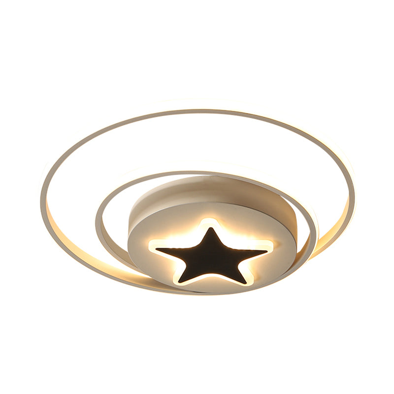 Circle Ceiling Fixture Contemporary Acrylic Black and White 16"/19.5" Wide LED Flush Mount Fixture in White Light/Remote Control Stepless Dimming Clearhalo 'Ceiling Lights' 'Close To Ceiling Lights' 'Close to ceiling' 'Flush mount' Lighting' 290435