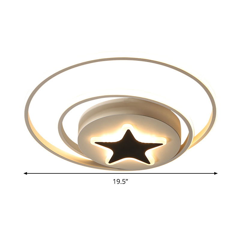 Circle Ceiling Fixture Contemporary Acrylic Black and White 16"/19.5" Wide LED Flush Mount Fixture in White Light/Remote Control Stepless Dimming Clearhalo 'Ceiling Lights' 'Close To Ceiling Lights' 'Close to ceiling' 'Flush mount' Lighting' 290437