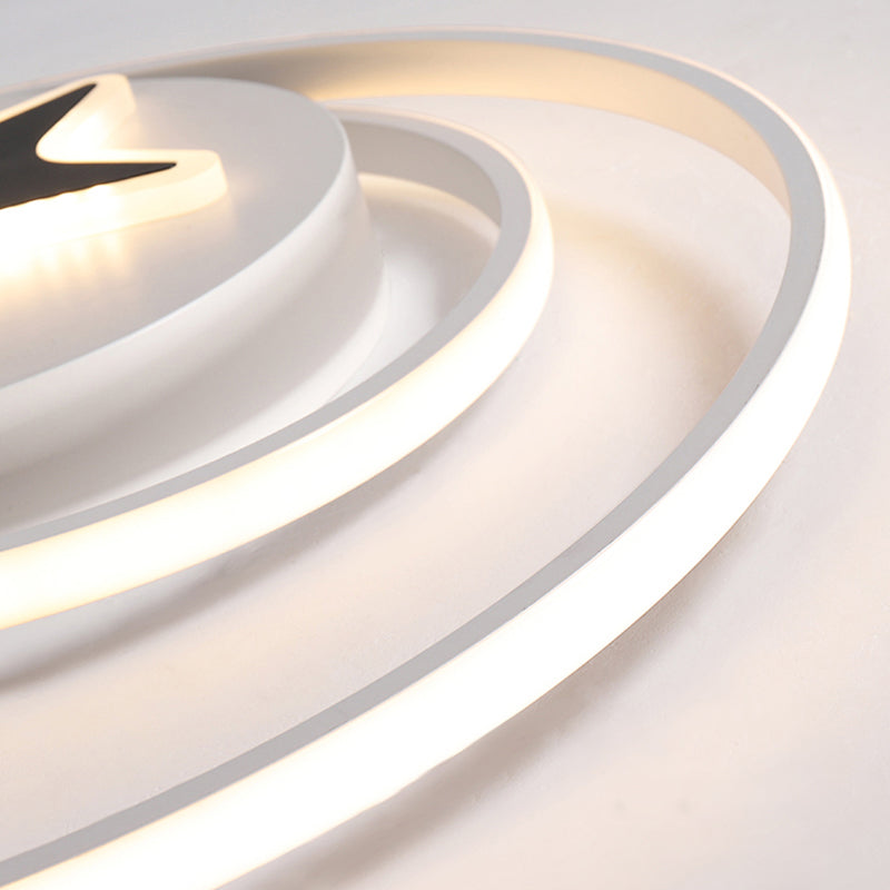 Circle Ceiling Fixture Contemporary Acrylic Black and White 16"/19.5" Wide LED Flush Mount Fixture in White Light/Remote Control Stepless Dimming Clearhalo 'Ceiling Lights' 'Close To Ceiling Lights' 'Close to ceiling' 'Flush mount' Lighting' 290438