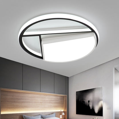 16"/19.5" Wide Geometric Acrylic Ceiling Lamp Contemporary Black and White LED Flush Mount Lighting Black-White Clearhalo 'Ceiling Lights' 'Close To Ceiling Lights' 'Close to ceiling' 'Flush mount' Lighting' 290439