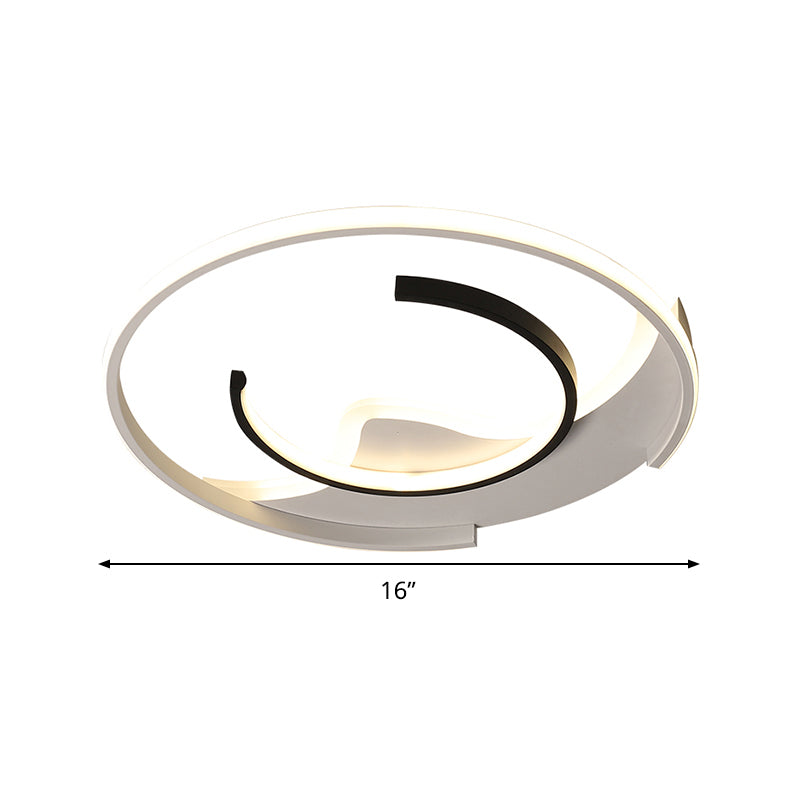 Acrylic Semicircle Ceiling Lighting Simple Style Black and White 16"/19.5" Wide LED Flush Mount Light, Warm Light/Remote Control Stepless Dimming Clearhalo 'Ceiling Lights' 'Close To Ceiling Lights' 'Close to ceiling' 'Flush mount' Lighting' 290449