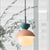 Hourglass Pendant Light Macaron Metal 1 Light Dark Blue and Gray/Dark Blue and Pink/Dark Blue and Pink Hanging Light with Globe White Glass Shade Light Blue Pink Clearhalo 'Ceiling Lights' 'Modern Pendants' 'Modern' 'Pendant Lights' 'Pendants' Lighting' 290488