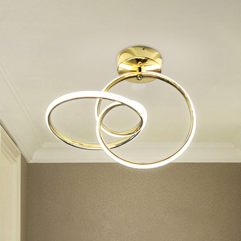 Postmodern Seamless Curve Ceiling Mount Light Fixture Acrylic Corridor LED Semi Flush Light - Gold - Clearhalo - 'Ceiling Lights' - 'Close To Ceiling Lights' - 'Close to ceiling' - 'Semi-flushmount' - Lighting' - 290538