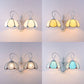 Stained Glass Scalloped Wall Light with White Curved Arm 2 Lights Traditional Sconce Light in White/Clear/Blue/Beige Clearhalo 'Industrial' 'Middle century wall lights' 'Tiffany wall lights' 'Tiffany' 'Wall Lamps & Sconces' 'Wall Lights' Lighting' 29074