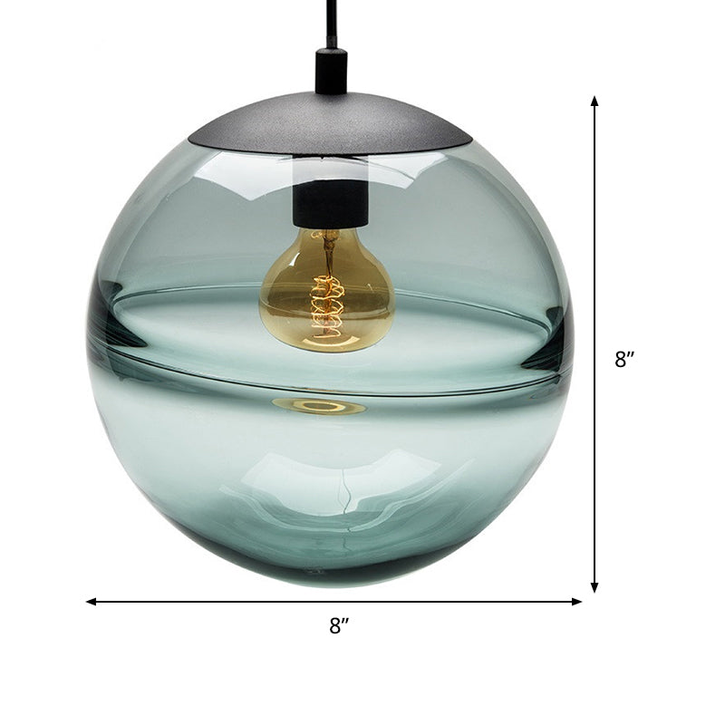 Globe Hanging Ceiling Light Contemporary Blue/Coffee Glass 1 Light Dining Room Pendant Light Clearhalo 'Ceiling Lights' 'Glass shade' 'Glass' 'Modern Pendants' 'Modern' 'Pendant Lights' 'Pendants' Lighting' 290749