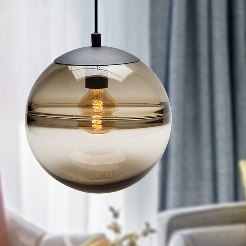 Globe Hanging Ceiling Light Contemporary Blue/Coffee Glass 1 Light Dining Room Pendant Light Clearhalo 'Ceiling Lights' 'Glass shade' 'Glass' 'Modern Pendants' 'Modern' 'Pendant Lights' 'Pendants' Lighting' 290751