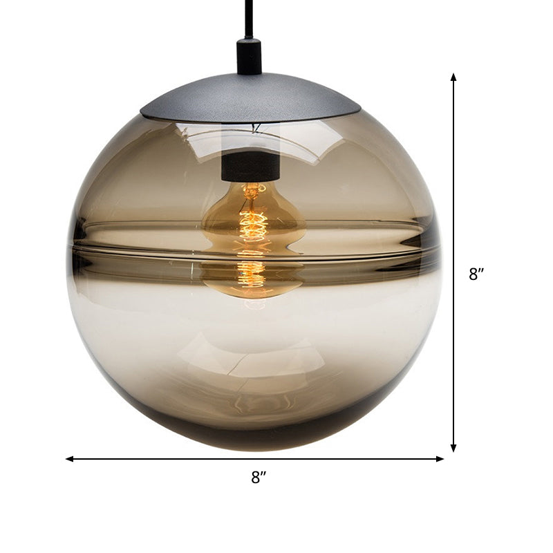 Globe Hanging Ceiling Light Contemporary Blue/Coffee Glass 1 Light Dining Room Pendant Light Clearhalo 'Ceiling Lights' 'Glass shade' 'Glass' 'Modern Pendants' 'Modern' 'Pendant Lights' 'Pendants' Lighting' 290755