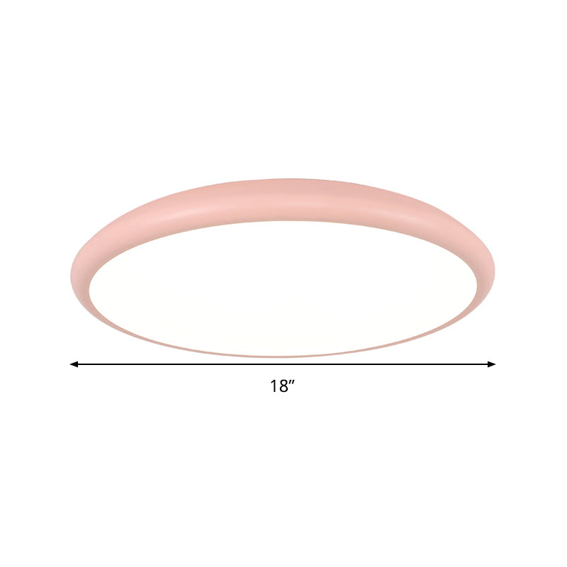 Round Ceiling Mounted Fixture Modern Acrylic LED Pink Flush Mount Lighting in Warm/White Light, 15"/18"/22" W Clearhalo 'Ceiling Lights' 'Close To Ceiling Lights' 'Close to ceiling' 'Flush mount' Lighting' 290763