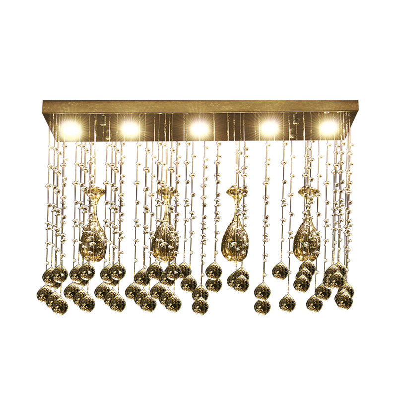 Faceted Crystal Cascade Ceiling Mount Contemporary LED Chrome Flush Mount Lighting Fixture, 25.5"/31.5"/39" Long