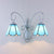 Vintage Retro Cone Wall Lighting Stained Glass 2 Heads Wall Light Fixture in White/Blue for Bedroom Blue Clearhalo 'Industrial' 'Middle century wall lights' 'Tiffany wall lights' 'Tiffany' 'Wall Lamps & Sconces' 'Wall Lights' Lighting' 29080