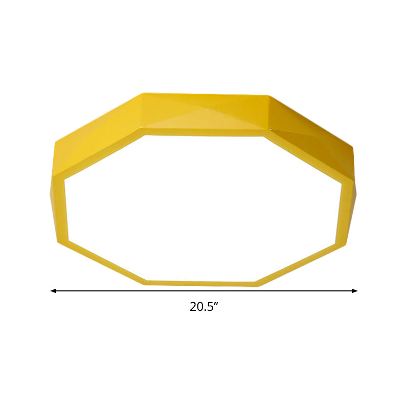 Acrylic Octagon Ceiling Mount Minimal LED Pink/Yellow/Blue Flush Mount Lighting Fixture in Warm/White Light, 16.5"/20.5" W Clearhalo 'Ceiling Lights' 'Close To Ceiling Lights' 'Close to ceiling' 'Flush mount' Lighting' 290818