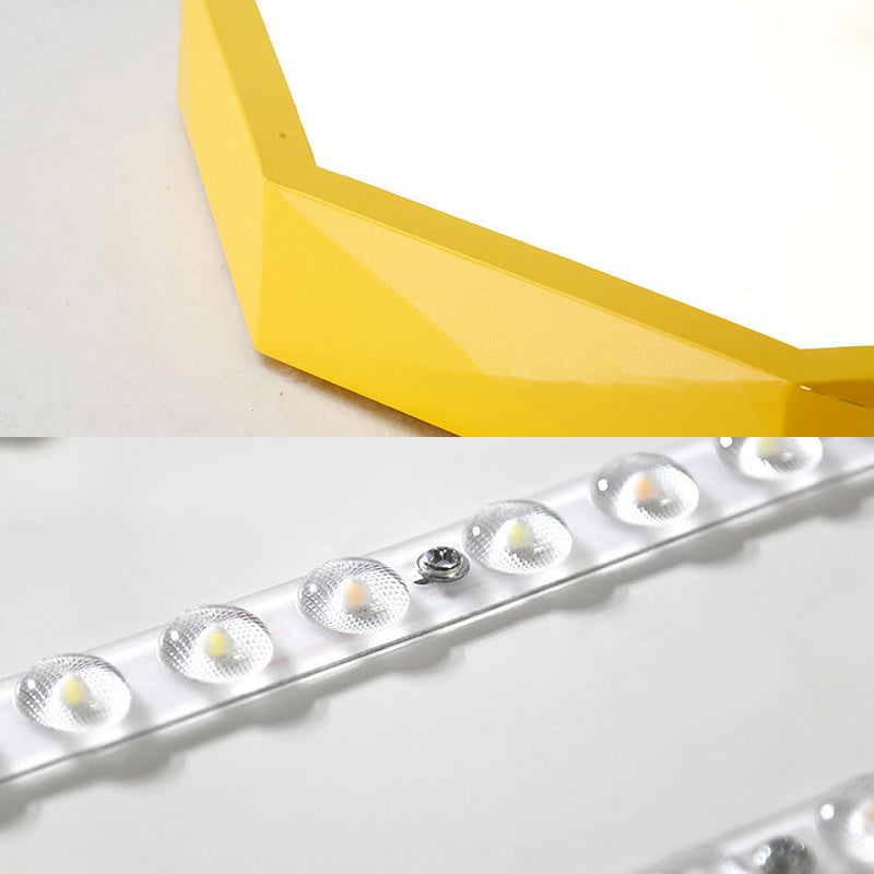 Acrylic Octagon Ceiling Mount Minimal LED Pink/Yellow/Blue Flush Mount Lighting Fixture in Warm/White Light, 16.5"/20.5" W Clearhalo 'Ceiling Lights' 'Close To Ceiling Lights' 'Close to ceiling' 'Flush mount' Lighting' 290819