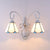 Vintage Retro Cone Wall Lighting Stained Glass 2 Heads Wall Light Fixture in White/Blue for Bedroom White Clearhalo 'Industrial' 'Middle century wall lights' 'Tiffany wall lights' 'Tiffany' 'Wall Lamps & Sconces' 'Wall Lights' Lighting' 29081