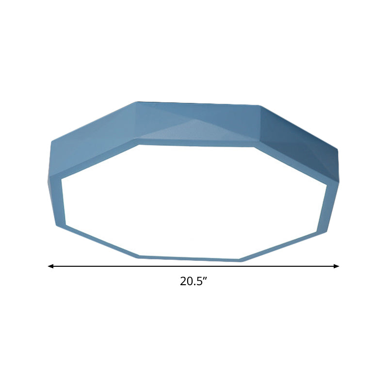 Acrylic Octagon Ceiling Mount Minimal LED Pink/Yellow/Blue Flush Mount Lighting Fixture in Warm/White Light, 16.5"/20.5" W Clearhalo 'Ceiling Lights' 'Close To Ceiling Lights' 'Close to ceiling' 'Flush mount' Lighting' 290826