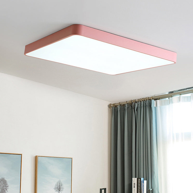 Square/Rectangle Ceiling Lamp Simplicity Metal LED Pink Flush Mount ...