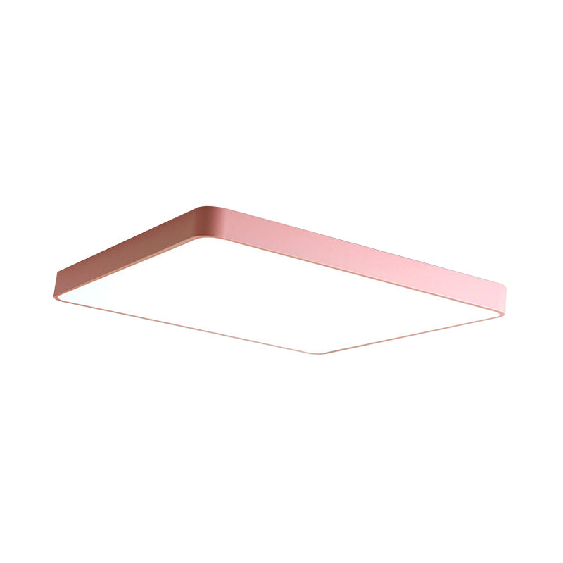 Square/Rectangle Ceiling Lamp Simplicity Metal LED Pink Flush Mount Lighting in Warm/White Light, 19.5"/25.5" Long Clearhalo 'Ceiling Lights' 'Close To Ceiling Lights' 'Close to ceiling' 'Flush mount' Lighting' 291019