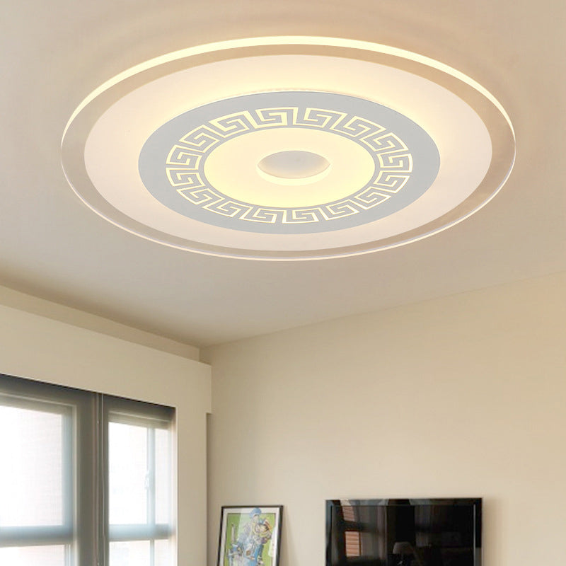 16"/19.5"/23.5" W White Disc LED Flush Lamp Chinese Style Ultrathin Acrylic Ceiling Flush Mount in Warm/White Light White Warm Clearhalo 'Ceiling Lights' 'Close To Ceiling Lights' 'Close to ceiling' 'Flush mount' Lighting' 291029