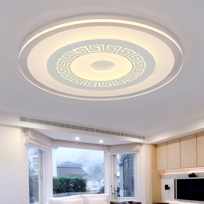 16"/19.5"/23.5" W White Disc LED Flush Lamp Chinese Style Ultrathin Acrylic Ceiling Flush Mount in Warm/White Light Clearhalo 'Ceiling Lights' 'Close To Ceiling Lights' 'Close to ceiling' 'Flush mount' Lighting' 291030