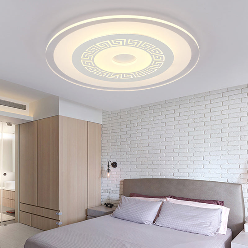 16"/19.5"/23.5" W White Disc LED Flush Lamp Chinese Style Ultrathin Acrylic Ceiling Flush Mount in Warm/White Light Clearhalo 'Ceiling Lights' 'Close To Ceiling Lights' 'Close to ceiling' 'Flush mount' Lighting' 291031