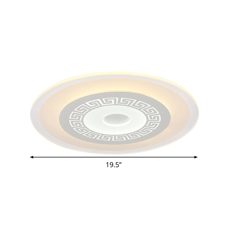 16"/19.5"/23.5" W White Disc LED Flush Lamp Chinese Style Ultrathin Acrylic Ceiling Flush Mount in Warm/White Light Clearhalo 'Ceiling Lights' 'Close To Ceiling Lights' 'Close to ceiling' 'Flush mount' Lighting' 291034