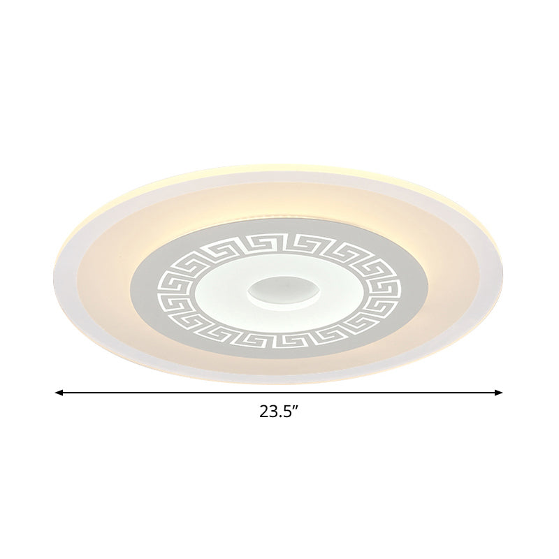 16"/19.5"/23.5" W White Disc LED Flush Lamp Chinese Style Ultrathin Acrylic Ceiling Flush Mount in Warm/White Light Clearhalo 'Ceiling Lights' 'Close To Ceiling Lights' 'Close to ceiling' 'Flush mount' Lighting' 291035