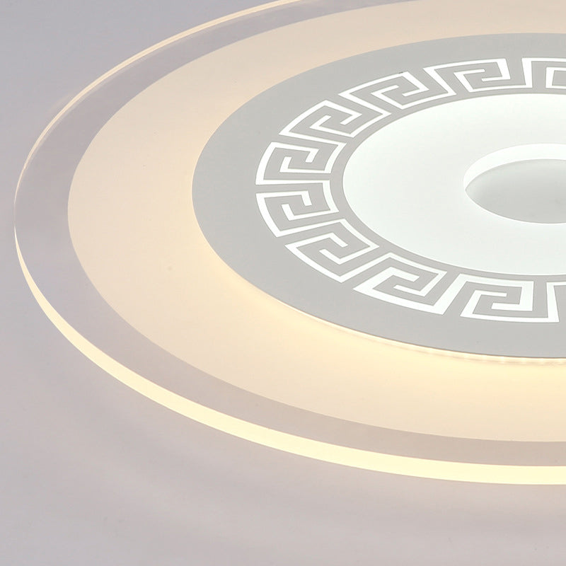 16"/19.5"/23.5" W White Disc LED Flush Lamp Chinese Style Ultrathin Acrylic Ceiling Flush Mount in Warm/White Light Clearhalo 'Ceiling Lights' 'Close To Ceiling Lights' 'Close to ceiling' 'Flush mount' Lighting' 291036