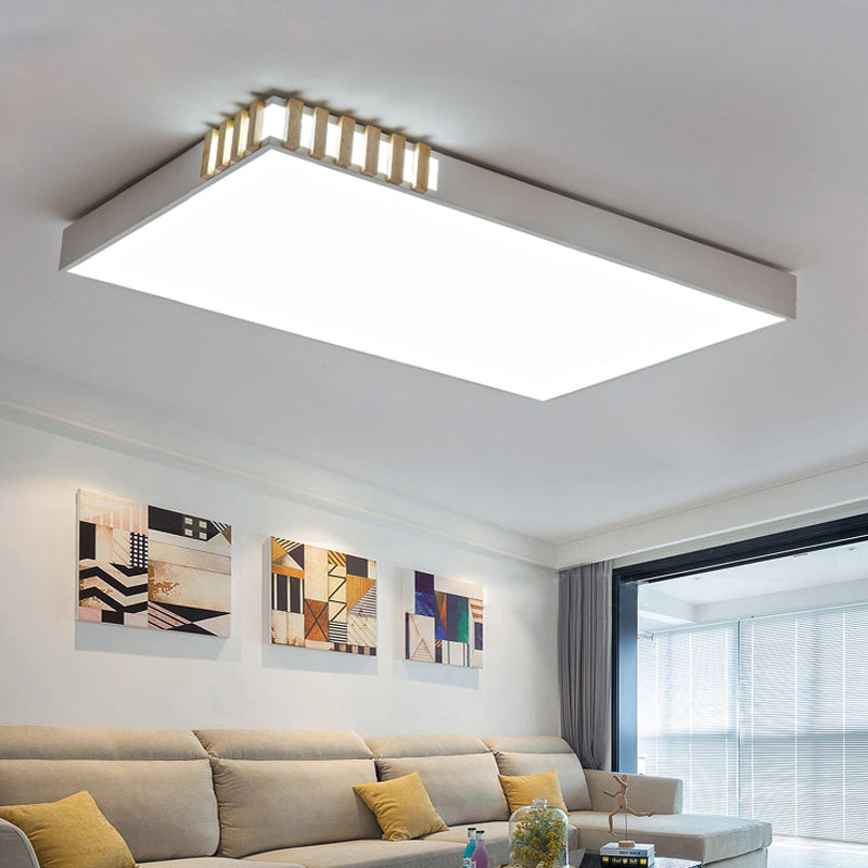 White Rectangular Ceiling Fixture Nordic Style LED Metal Flush Mount Lamp for Living Room Clearhalo 'Ceiling Lights' 'Close To Ceiling Lights' 'Close to ceiling' 'Flush mount' Lighting' 291039