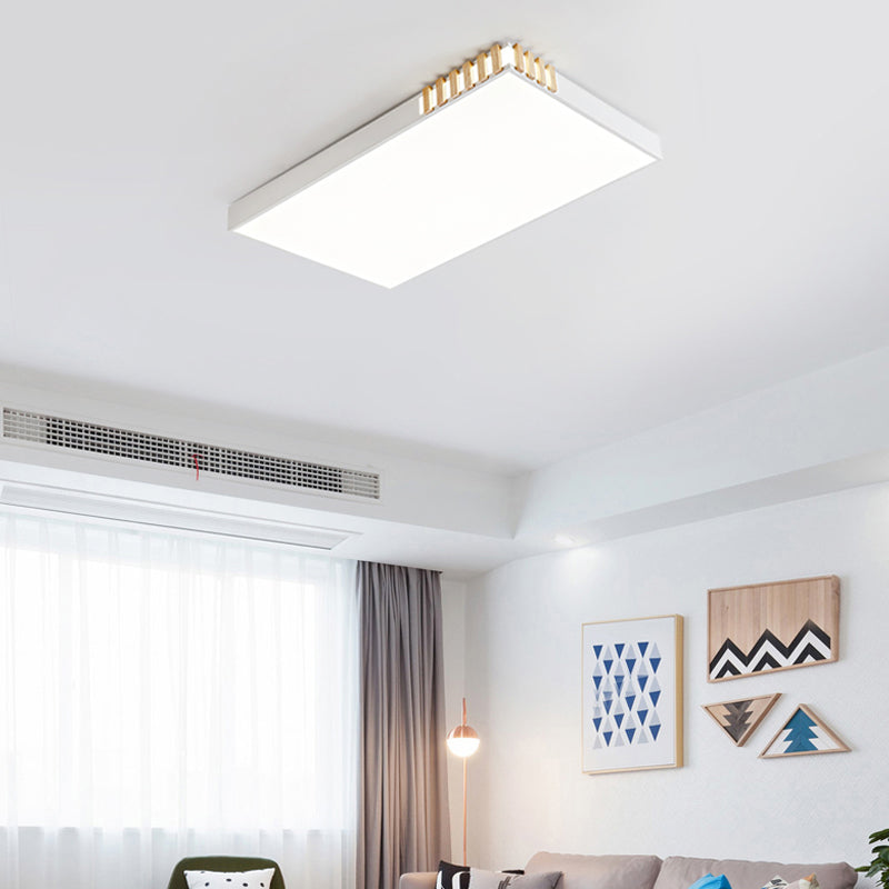 White Rectangular Ceiling Fixture Nordic Style LED Metal Flush Mount Lamp for Living Room Clearhalo 'Ceiling Lights' 'Close To Ceiling Lights' 'Close to ceiling' 'Flush mount' Lighting' 291040