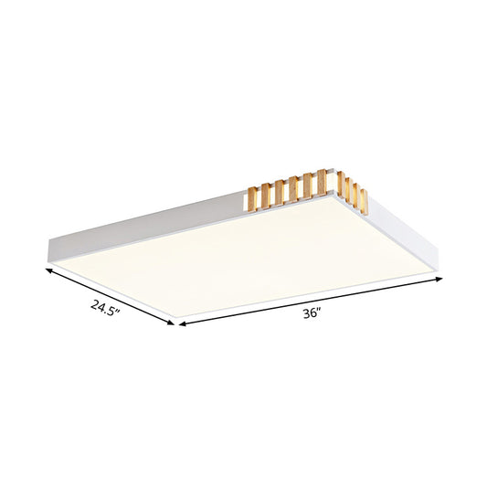 White Rectangular Ceiling Fixture Nordic Style LED Metal Flush Mount Lamp for Living Room Clearhalo 'Ceiling Lights' 'Close To Ceiling Lights' 'Close to ceiling' 'Flush mount' Lighting' 291042