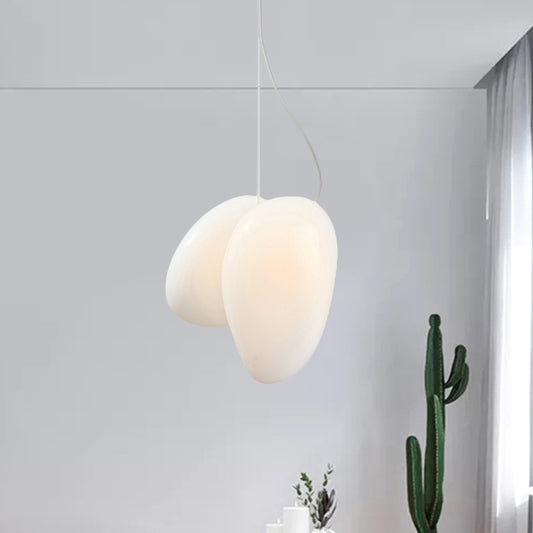 White Glass Stacked Pendant Lamp Contemporary 1 Head Hanging Ceiling Light for Dining Room White A Clearhalo 'Ceiling Lights' 'Glass shade' 'Glass' 'Island Lights' 'Modern Pendants' 'Modern' 'Pendant Lights' 'Pendants' Lighting' 291044