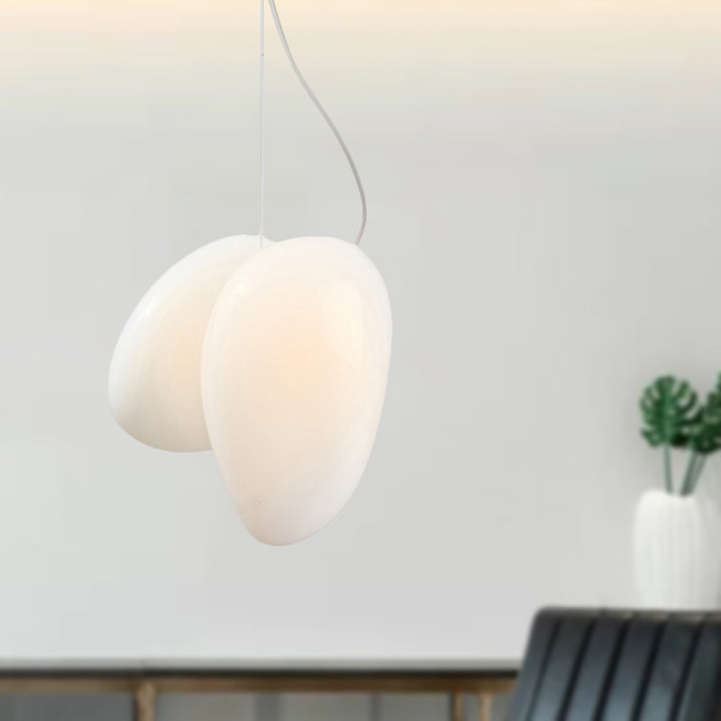White Glass Stacked Pendant Lamp Contemporary 1 Head Hanging Ceiling Light for Dining Room Clearhalo 'Ceiling Lights' 'Glass shade' 'Glass' 'Island Lights' 'Modern Pendants' 'Modern' 'Pendant Lights' 'Pendants' Lighting' 291046