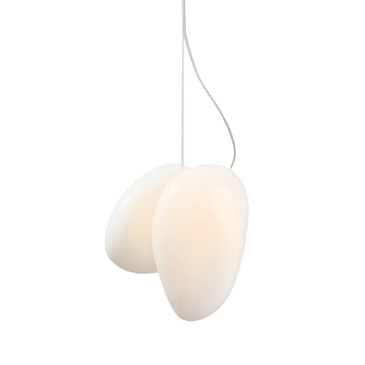 White Glass Stacked Pendant Lamp Contemporary 1 Head Hanging Ceiling Light for Dining Room Clearhalo 'Ceiling Lights' 'Glass shade' 'Glass' 'Island Lights' 'Modern Pendants' 'Modern' 'Pendant Lights' 'Pendants' Lighting' 291048