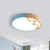 16"/19.5" W LED Living Room Ceiling Mounted Light Pink/Yellow/Blue Flush Light Fixture with Round Metal Shade in Warm/White Light Blue Clearhalo 'Ceiling Lights' 'Close To Ceiling Lights' 'Close to ceiling' 'Flush mount' Lighting' 291092