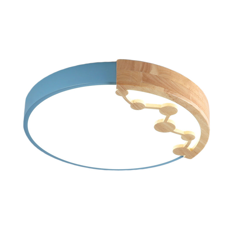 16"/19.5" W LED Living Room Ceiling Mounted Light Pink/Yellow/Blue Flush Light Fixture with Round Metal Shade in Warm/White Light Clearhalo 'Ceiling Lights' 'Close To Ceiling Lights' 'Close to ceiling' 'Flush mount' Lighting' 291096