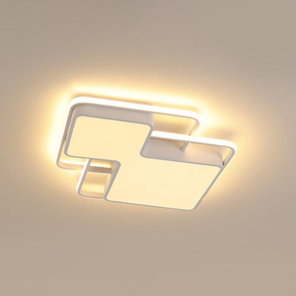 Black/White Geometric LED Flush Mount Lamp 18"/21.5" W Modern Silica Gel Close to Ceiling Light in White/3 Color Light White Clearhalo 'Ceiling Lights' 'Close To Ceiling Lights' 'Close to ceiling' 'Flush mount' Lighting' 291134