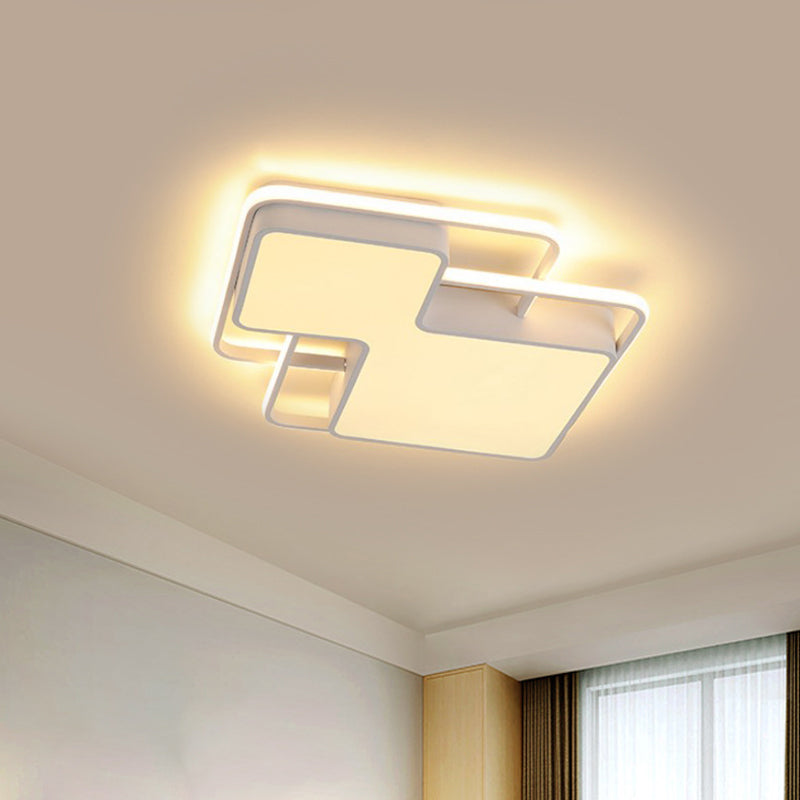 Black/White Geometric LED Flush Mount Lamp 18"/21.5" W Modern Silica Gel Close to Ceiling Light in White/3 Color Light - Clearhalo - 'Ceiling Lights' - 'Close To Ceiling Lights' - 'Close to ceiling' - 'Flush mount' - Lighting' - 291136