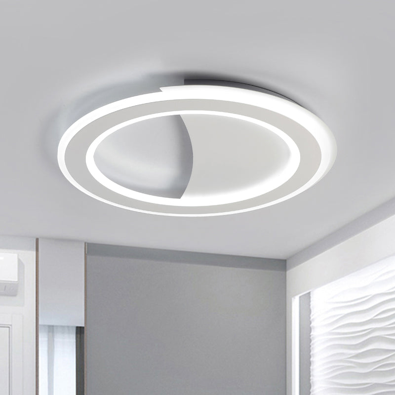 Metal Halo Ring LED Flush Light Contemporary Black/White Ceiling Mount Lamp in Warm/White Light/Third Gear White Third Gear Clearhalo 'Ceiling Lights' 'Close To Ceiling Lights' 'Close to ceiling' 'Flush mount' Lighting' 291173