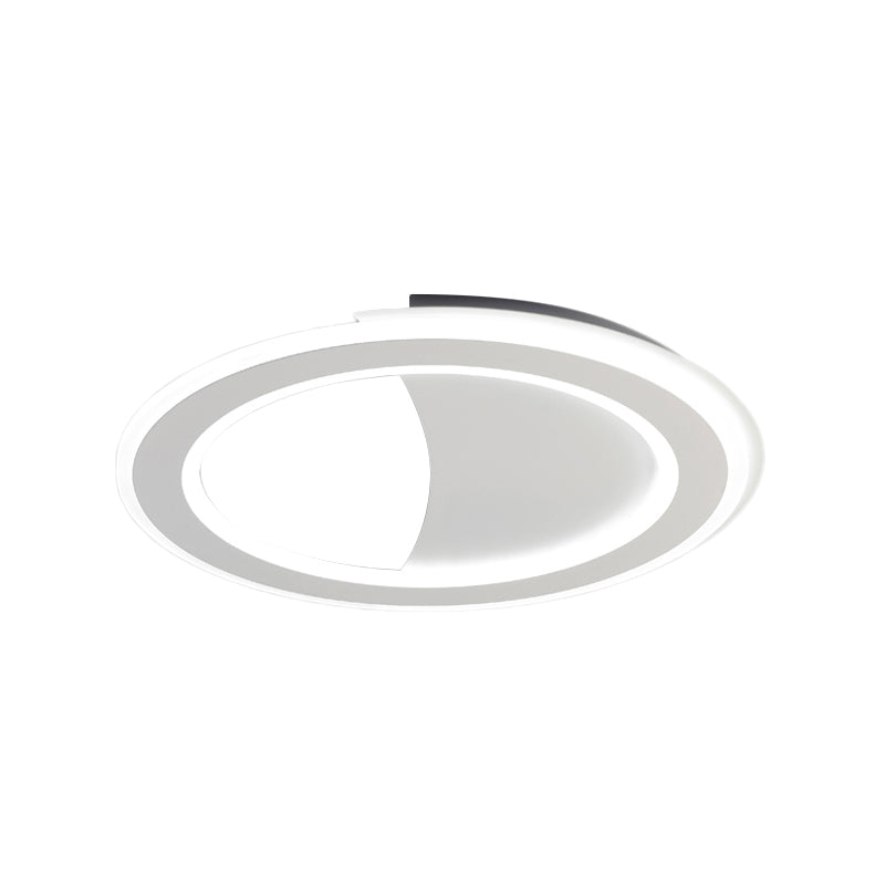 Metal Halo Ring LED Flush Light Contemporary Black/White Ceiling Mount Lamp in Warm/White Light/Third Gear Clearhalo 'Ceiling Lights' 'Close To Ceiling Lights' 'Close to ceiling' 'Flush mount' Lighting' 291176